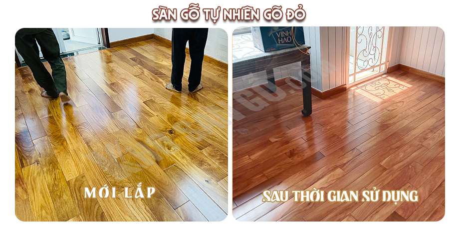 Sàn Gỗ Tự Nhiên Gõ Đỏ Trước Và Sau Khi Sử Dụng