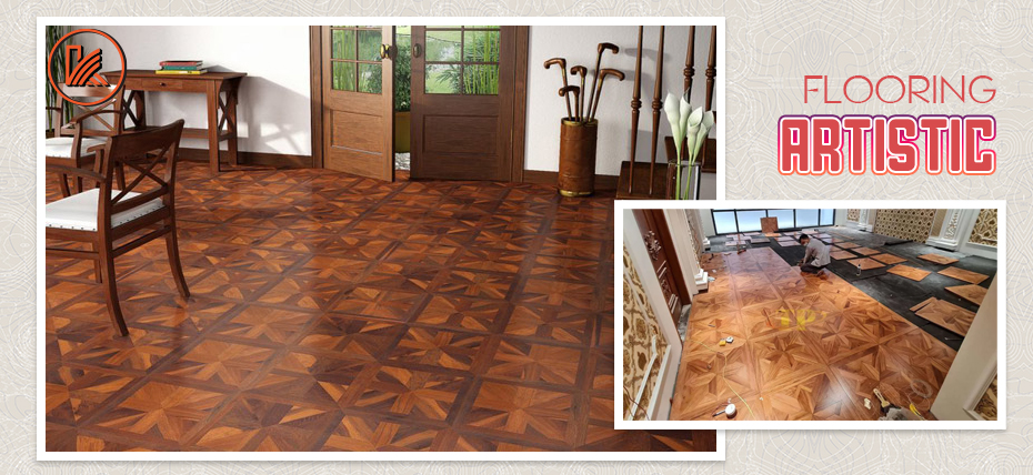 Artistic wooden floor, natural patterned wooden floor