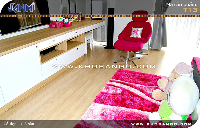 Sàn gỗ JANMI T13 - Lót sàn gỗ phòng ngủ em bé