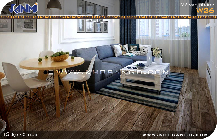 Sàn gỗ JANMI W26- Lót sàn gỗ phòng khách
